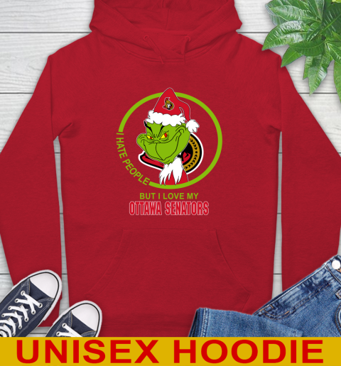 Ottawa Senators NHL Christmas Grinch I Hate People But I Love My Favorite Hockey Team Hoodie 10