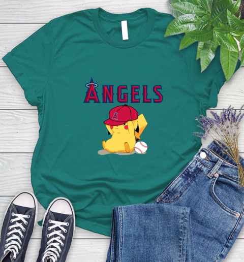 MLB Pikachu Baseball Sports Los Angeles Angels Women's T-Shirt 12