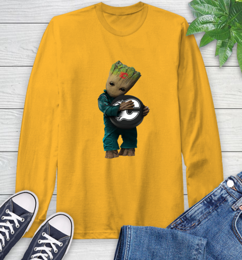 NHL Groot Guardians Of The Galaxy Hockey Sports Calgary Flames Long Sleeve T-Shirt 3