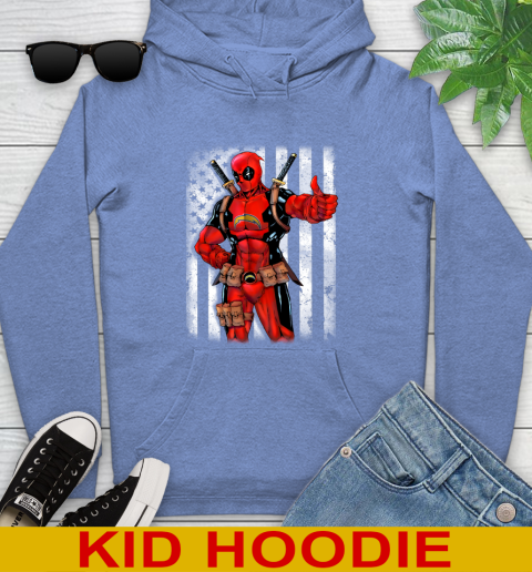 NFL Football Los Angeles Chargers Deadpool American Flag Shirt Youth Hoodie 12