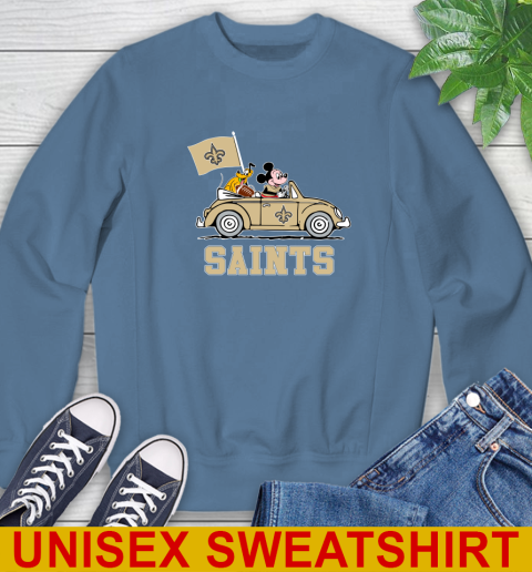NFL Football New Orleans Saints Pluto Mickey Driving Disney Shirt Sweatshirt - Image 9