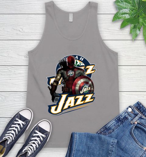 Utah Jazz NBA Basketball Captain America Thor Spider Man Hawkeye Avengers Tank Top 4