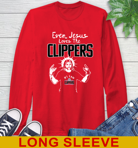LA Clippers NBA Basketball Even Jesus Loves The Clippers Shirt Long Sleeve T-Shirt 12