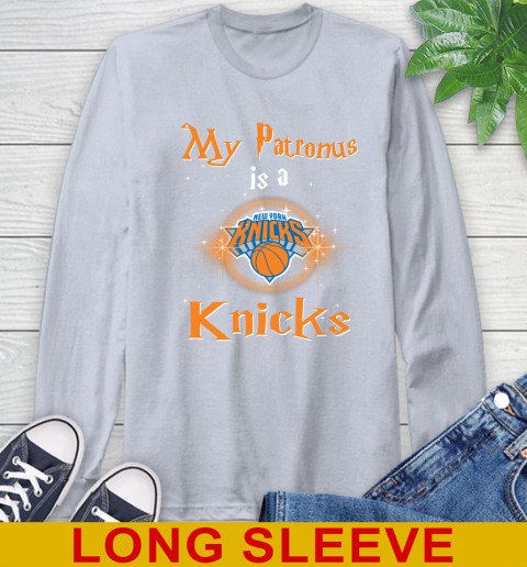NBA Basketball Harry Potter My Patronus Is A New York Knicks Long Sleeve T-Shirt 6