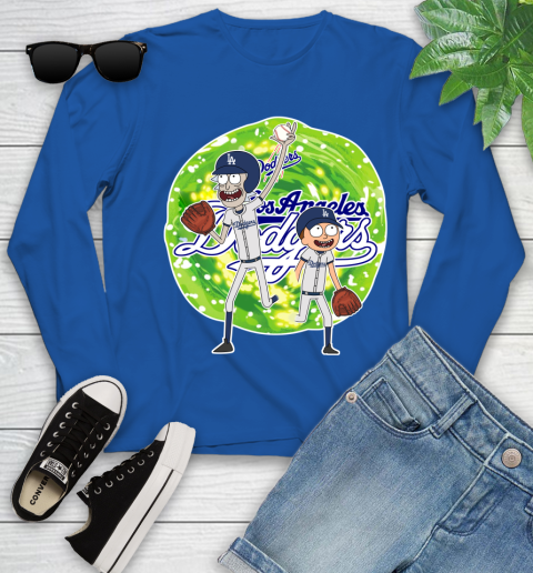 MLB Los Angeles Dodgers Rick And Morty Baseball Sports Youth Long Sleeve 9