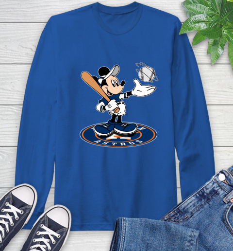 MLB Baseball Houston Astros Cheerful Mickey Disney Shirt Long Sleeve T-Shirt 10