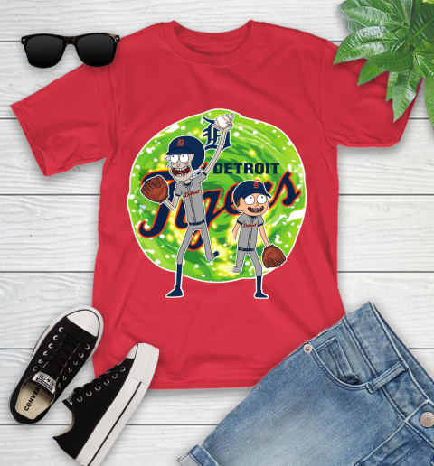 MLB Detroit Tigers Rick And Morty Baseball Sports Youth T-Shirt 10