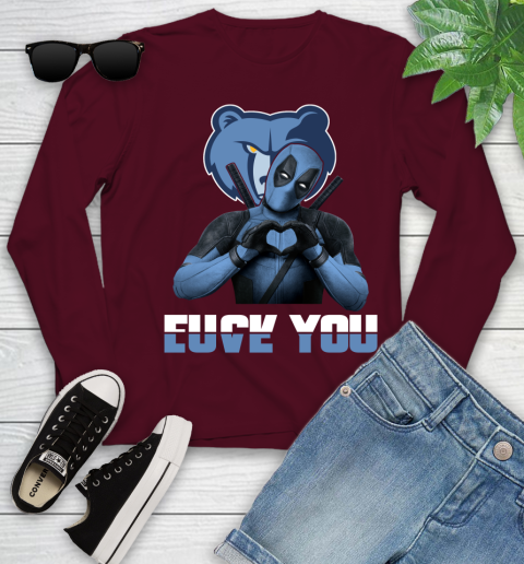 NBA Memphis Grizzlies Deadpool Love You Fuck You Basketball Sports Youth Long Sleeve 6