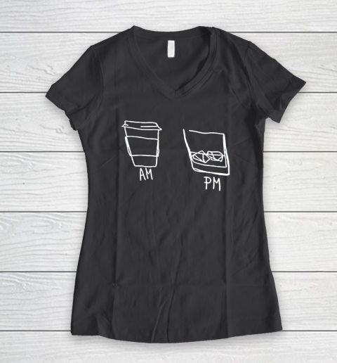 AM Coffee PM Win Women's V-Neck T-Shirt 4