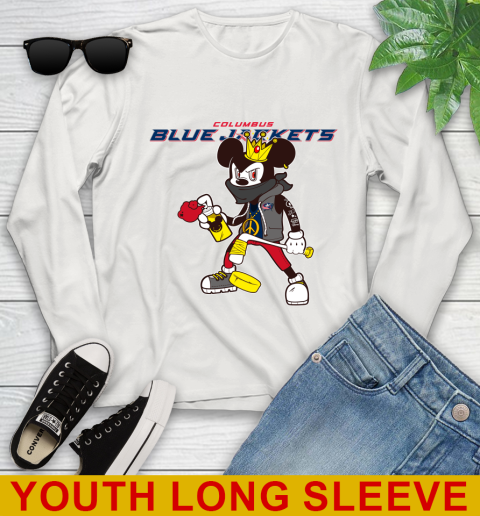Columbus Blue Jackets NHL Hockey Mickey Peace Sign Sports Youth Long Sleeve 12