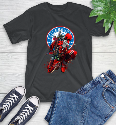 NBA Deadpool Marvel Comics Sports Basketball Philadelphia 76ers T-Shirt 2