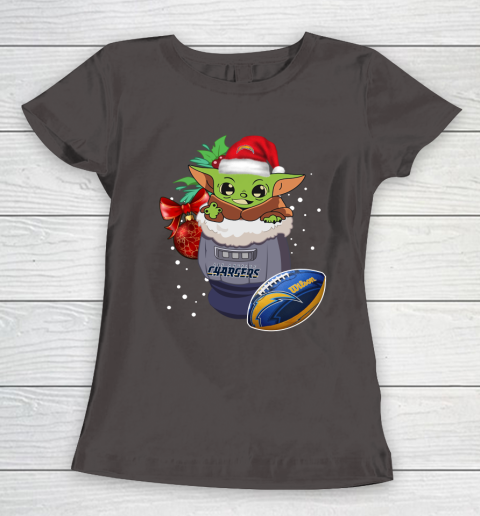 Los Angeles Chargers Christmas Baby Yoda Star Wars Funny Happy NFL Women's T-Shirt 8