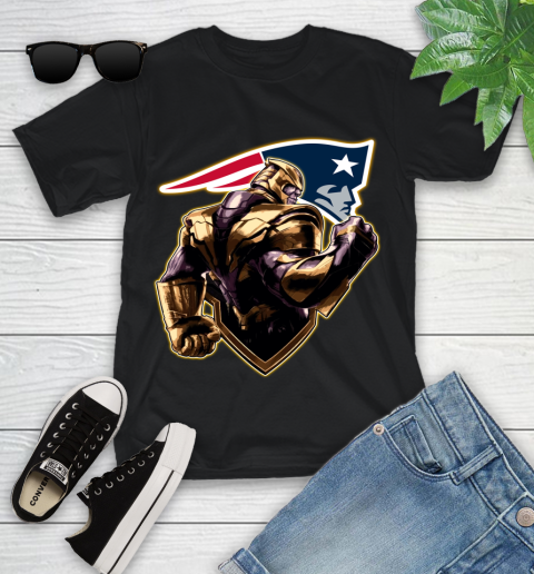 NFL Thanos Avengers Endgame Football Sports New England Patriots Youth T-Shirt 2