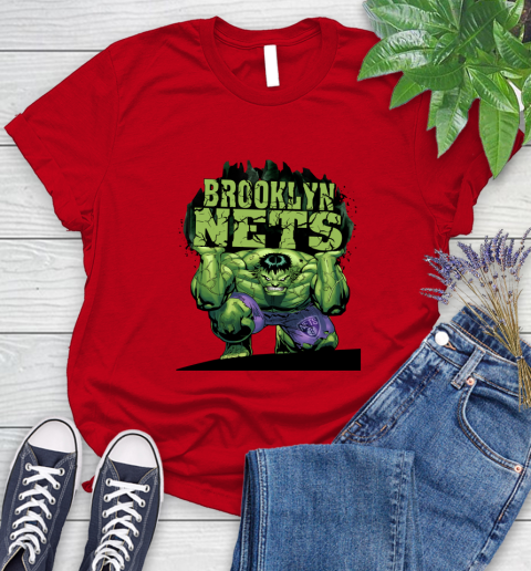Brooklyn Nets NBA Basketball Incredible Hulk Marvel Avengers Sports Women's T-Shirt 9