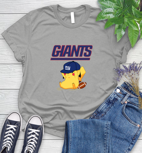 NFL Pikachu Football Sports New York Giants Women's T-Shirt 10