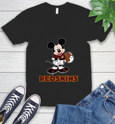 NFL Football Washington Redskins Cheerful Mickey Mouse Shirt V-Neck T-Shirt