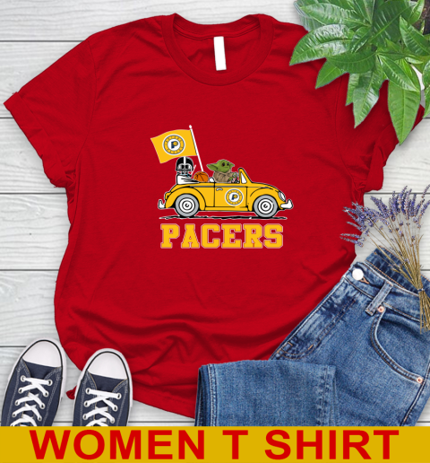NBA Basketball Indiana Pacers Darth Vader Baby Yoda Driving Star Wars Shirt Women's T-Shirt 10