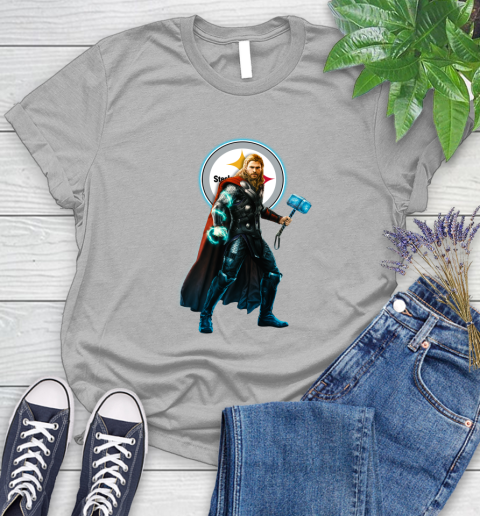 NFL Thor Avengers Endgame Football Pittsburgh Steelers Women's T-Shirt 5
