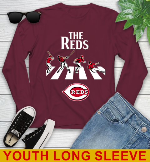 MLB Baseball Cincinnati Reds The Beatles Rock Band Shirt Youth Long Sleeve 6