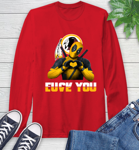 NHL Washington Redskins Deadpool Love You Fuck You Football Sports Long Sleeve T-Shirt 11