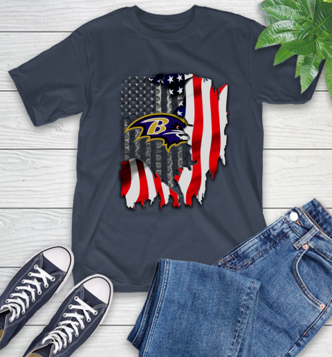 Baltimore Ravens NFL Football American Flag T-Shirt 3