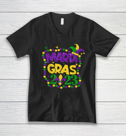 Happy Mardi Gras 2023 Jester V-Neck T-Shirt