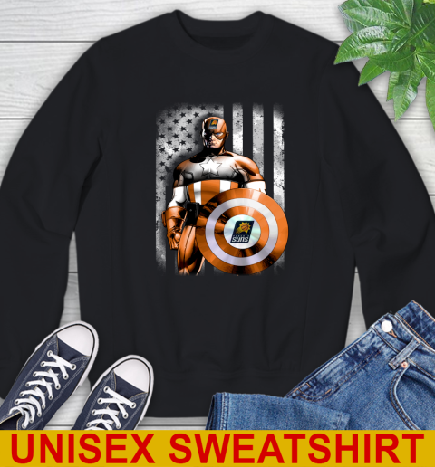 Phoenix Suns NBA Basketball Captain America Marvel Avengers American Flag Shirt Sweatshirt