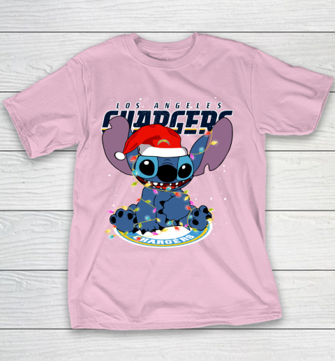 Los Angeles Chargers NFL Football noel stitch Christmas Youth T-Shirt 5