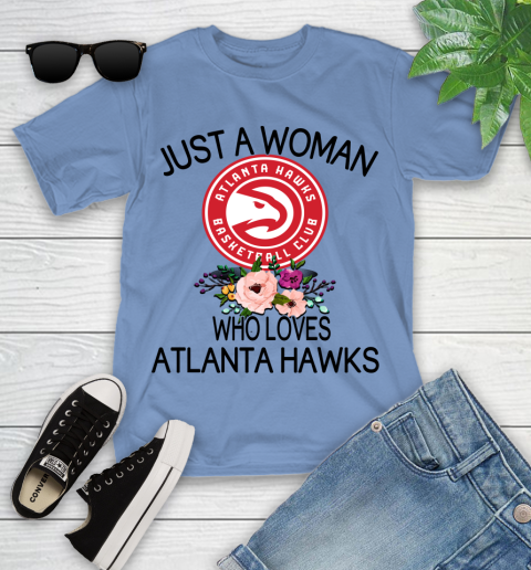 NBA Just A Woman Who Loves Atlanta Hawks Basketball Sports Youth T-Shirt 9