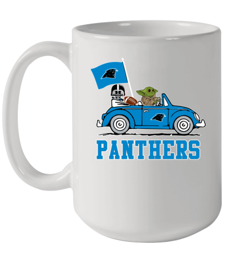 NFL Football Carolina Panthers Darth Vader Baby Yoda Driving Star Wars Shirt Ceramic Mug 15oz