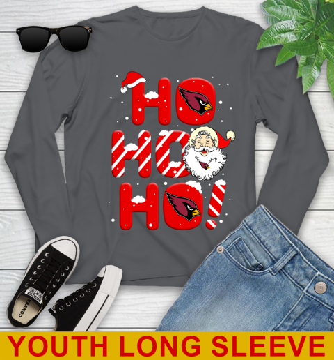 Arizona Cardinals NFL Football Ho Ho Ho Santa Claus Merry Christmas Shirt Youth Long Sleeve 9