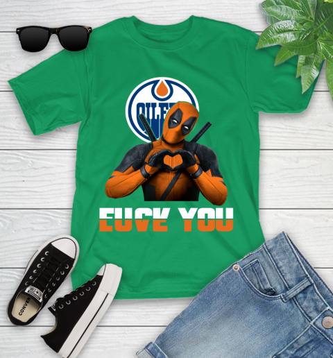 NHL Edmonton Oilers Deadpool Love You Fuck You Hockey Sports Youth T-Shirt 8