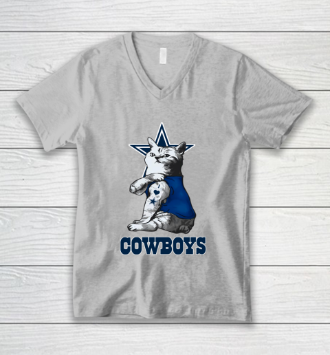 NFL Football My Cat Loves Dallas Cowboys V-Neck T-Shirt 3