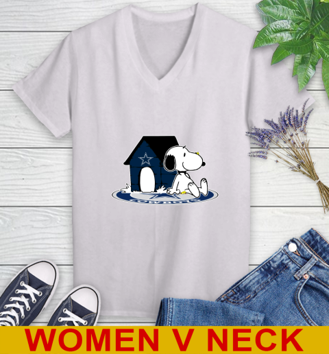 NFL Football Dallas Cowboys Snoopy The Peanuts Movie Shirt Women's V-Neck T-Shirt