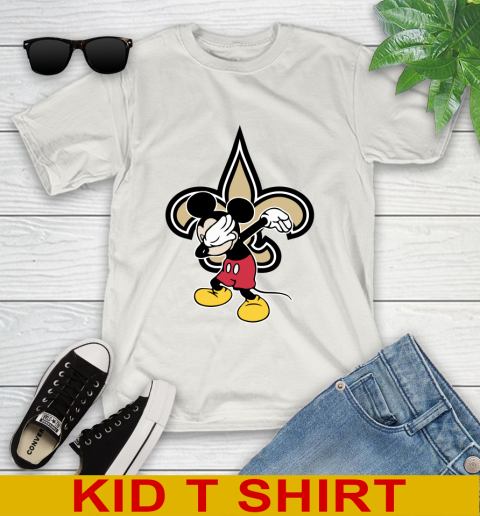 New Orleans Saints NFL Football Dabbing Mickey Disney Sports Youth T-Shirt 12