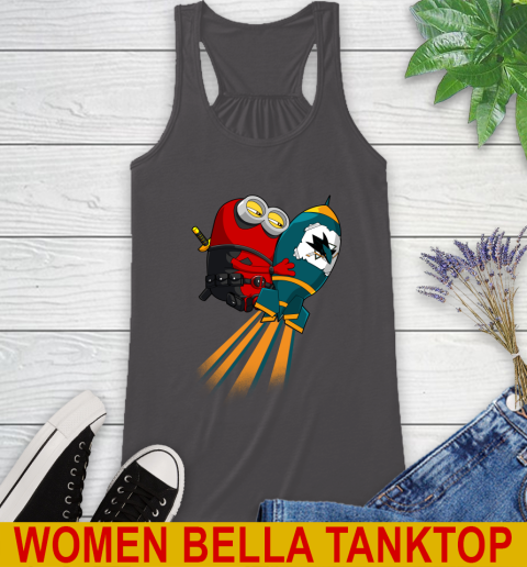 NHL Hockey San Jose Sharks Deadpool Minion Marvel Shirt Racerback Tank 10