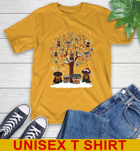Rottweiler dog pet lover light christmas tree shirt 2