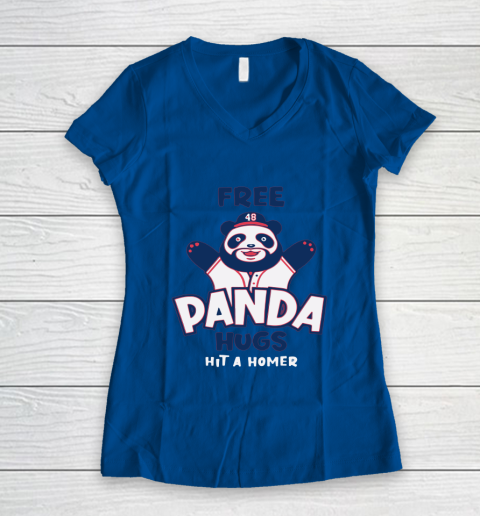 Free Panda Hugs Braves Women's V-Neck T-Shirt 6