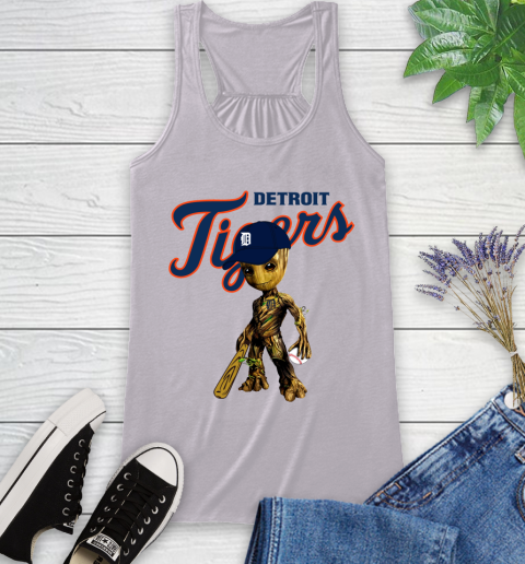 MLB Detroit Tigers Groot Guardians Of The Galaxy Baseball Racerback Tank 5