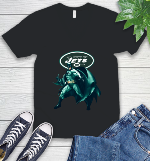 NFL Batman Football Sports New York Jets V-Neck T-Shirt 2