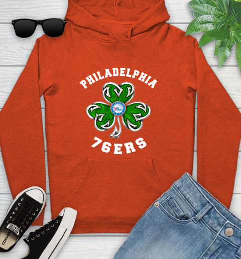 NBA Philadelphia 76ers Three Leaf Clover St Patrick's Day Basketball Sports Youth Hoodie 4