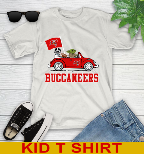 NFL Football Tampa Bay Buccaneers Darth Vader Baby Yoda Driving Star Wars Shirt Youth T-Shirt 12