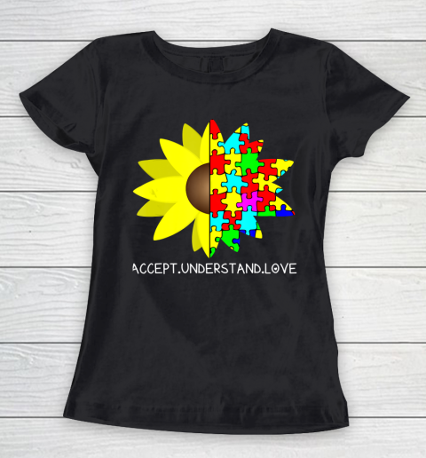 Autism Awareness Sunflower Accept Understand Love Women's T-Shirt