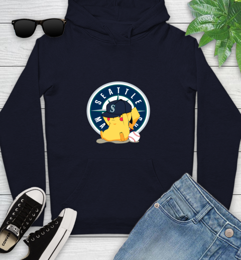 MLB Pikachu Baseball Sports Seattle Mariners Youth Hoodie 4