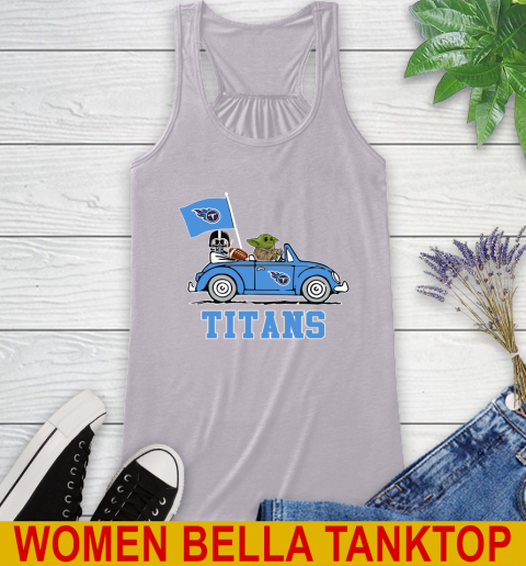 NFL Football Tennessee Titans Darth Vader Baby Yoda Driving Star Wars Shirt Racerback Tank 5
