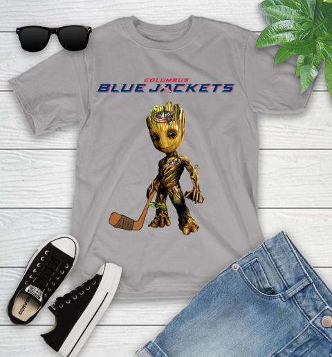 Columbus Blue Jackets NHL Hockey Groot Marvel Guardians Of The Galaxy Youth T-Shirt 4