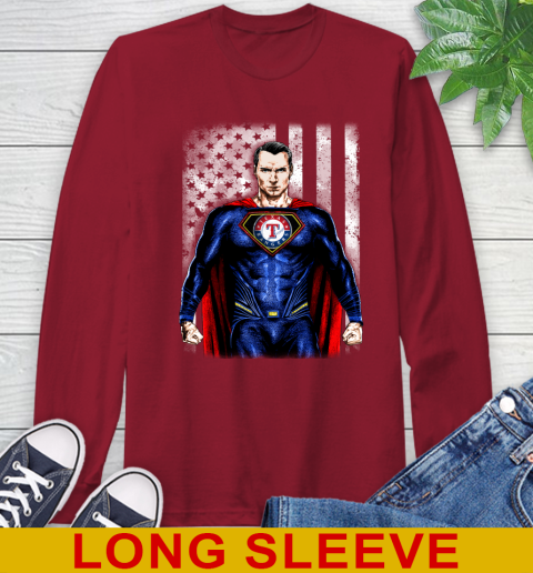 MLB Baseball Texas Rangers Superman DC Shirt Long Sleeve T-Shirt 9