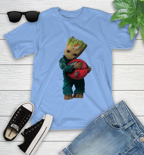 NBA Groot Guardians Of The Galaxy Basketball Sports Portland Trail Blazers Youth T-Shirt 11