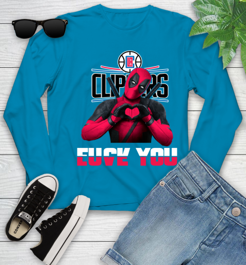 NBA LA Clippers Deadpool Love You Fuck You Basketball Youth Long Sleeve 8