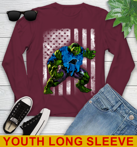 Carolina Panthers Hulk Marvel Avengers NFL Football American Flag Youth Long Sleeve 6